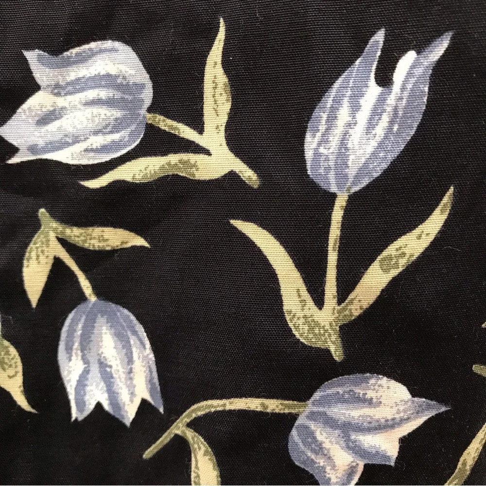 Vintage 90s Worthington Floral Dress NEW Size 14 Navy Blue Tulips Short Sleeve - Picture 7 of 15